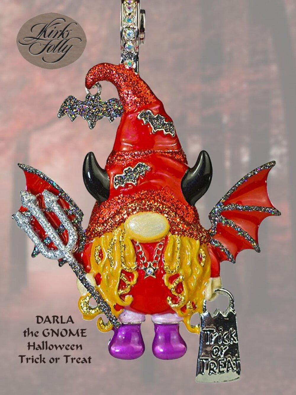 Kirks Folly 𝐃ARLA THE GNOME HallowenTrick Or Treat Magnetic Enhancer Silvertone
